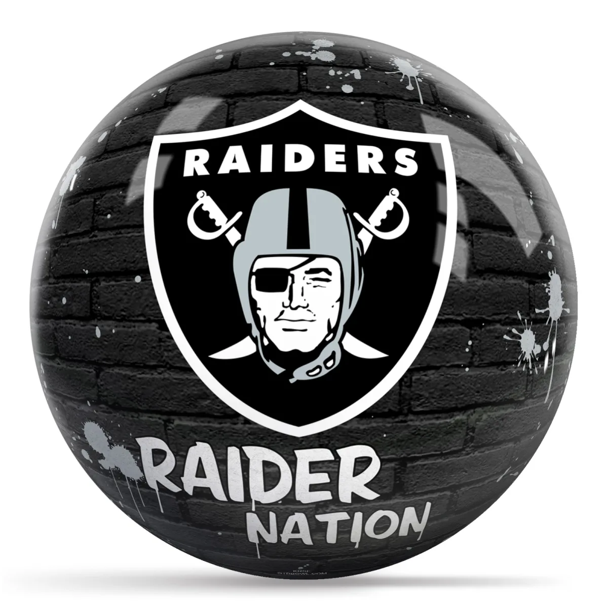 OTB NFL Las Vegas Raiders Graffiti Wall Bowling Ball front view