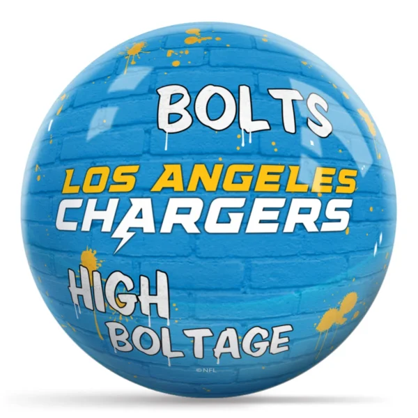 OTB NFL Los Angeles Chargers Graffiti Wall Bowling Ball back view