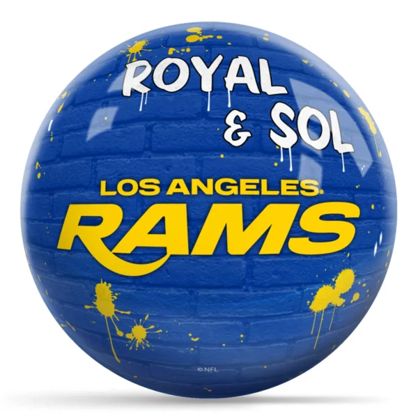 OTB NFL Los Angeles Rams Graffiti Wall Bowling Ball back view
