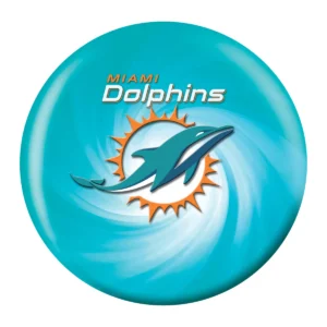 OTB NFL Miami Dolphins Helmet Swirl Bowling Ball front view