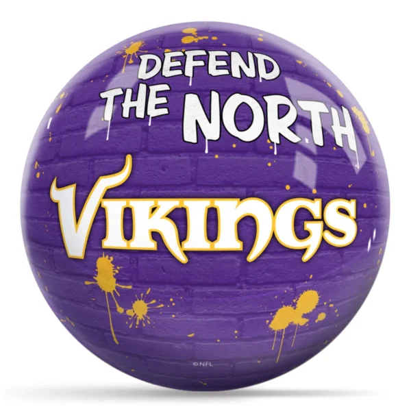 OTB NFL Minnesota Vikings Graffiti Wall Bowling Ball back view