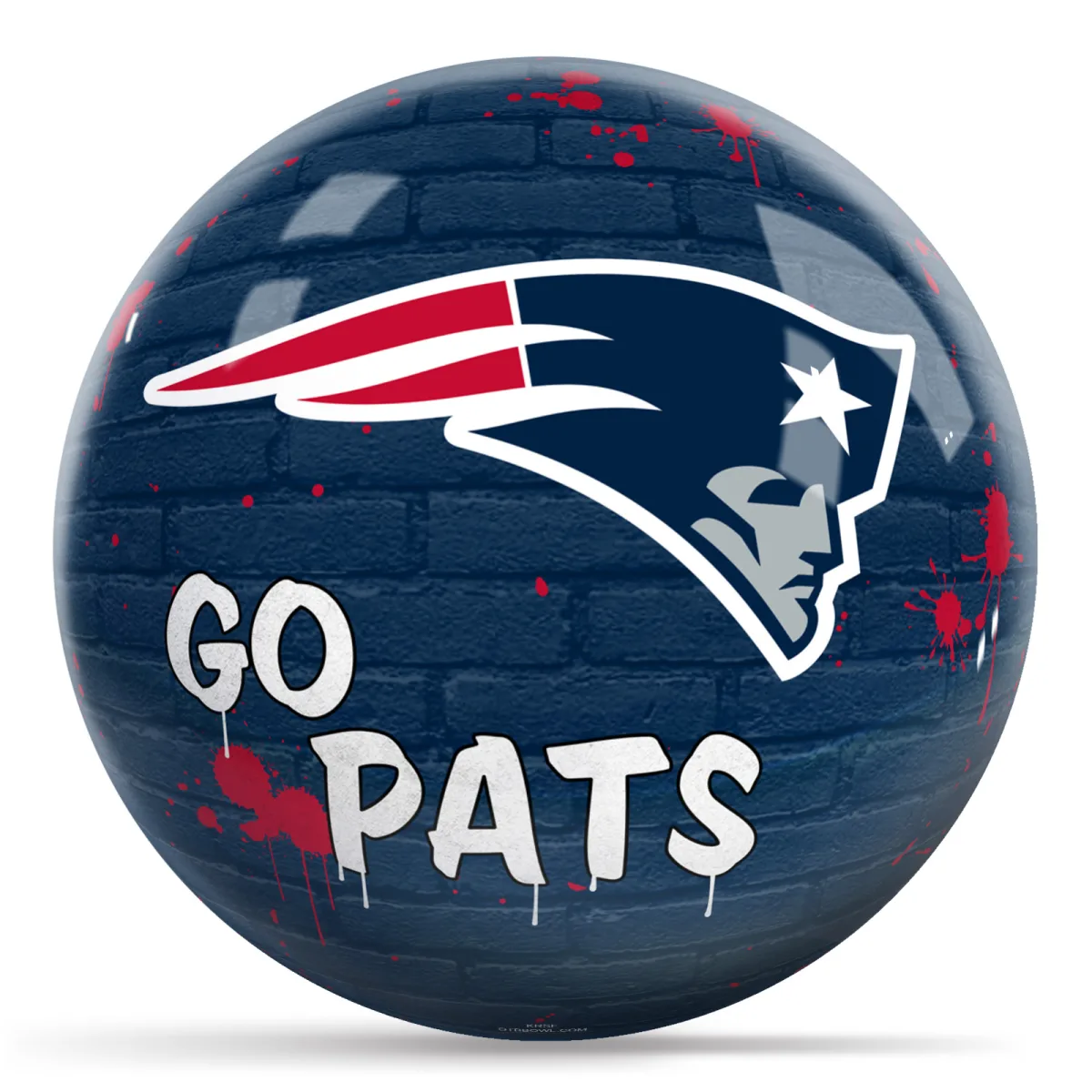 OTB NFL New England Patriots Graffiti Wall Bowling Ball front view