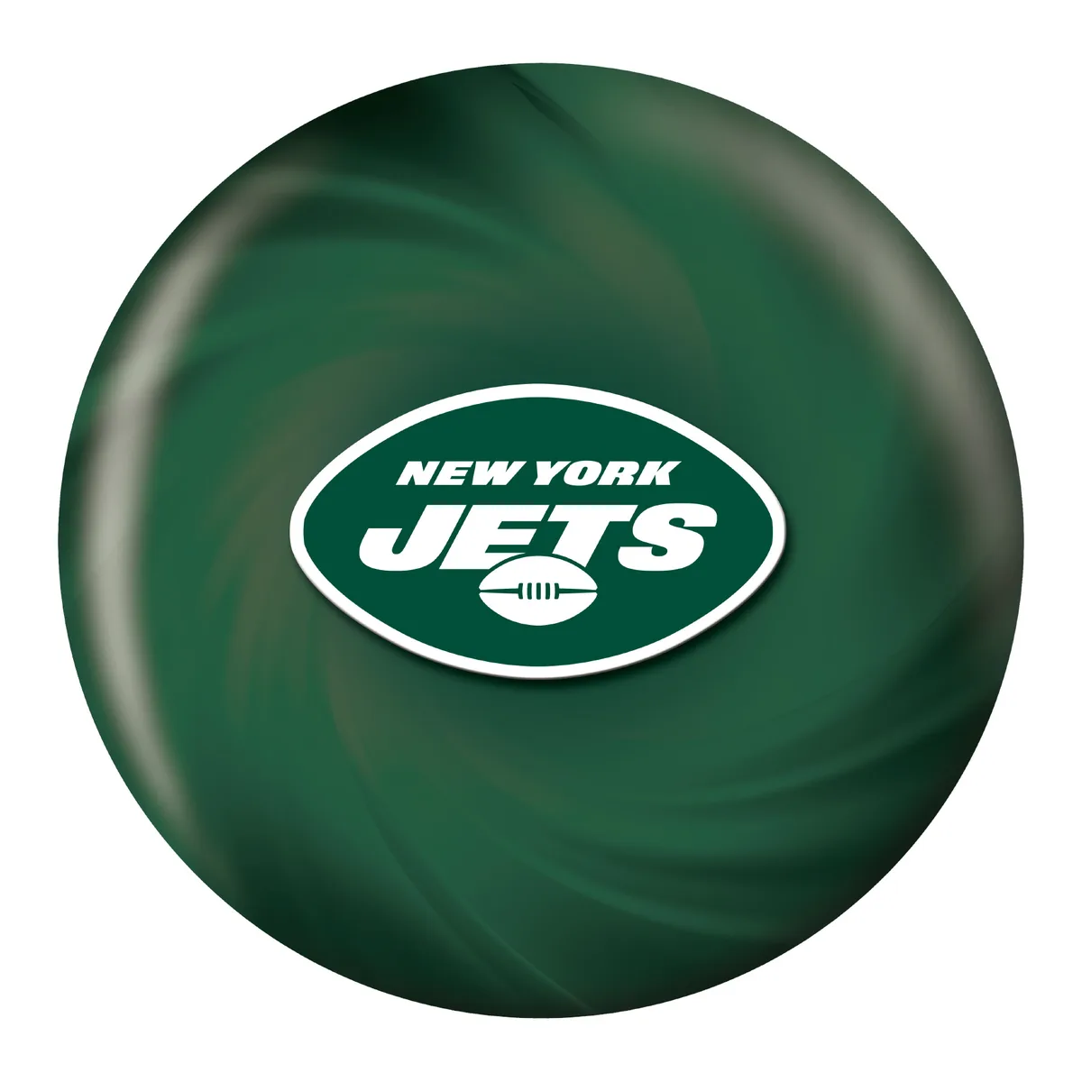 OTB NFL New York Jets Helmet Swirl Bowling Ball front view