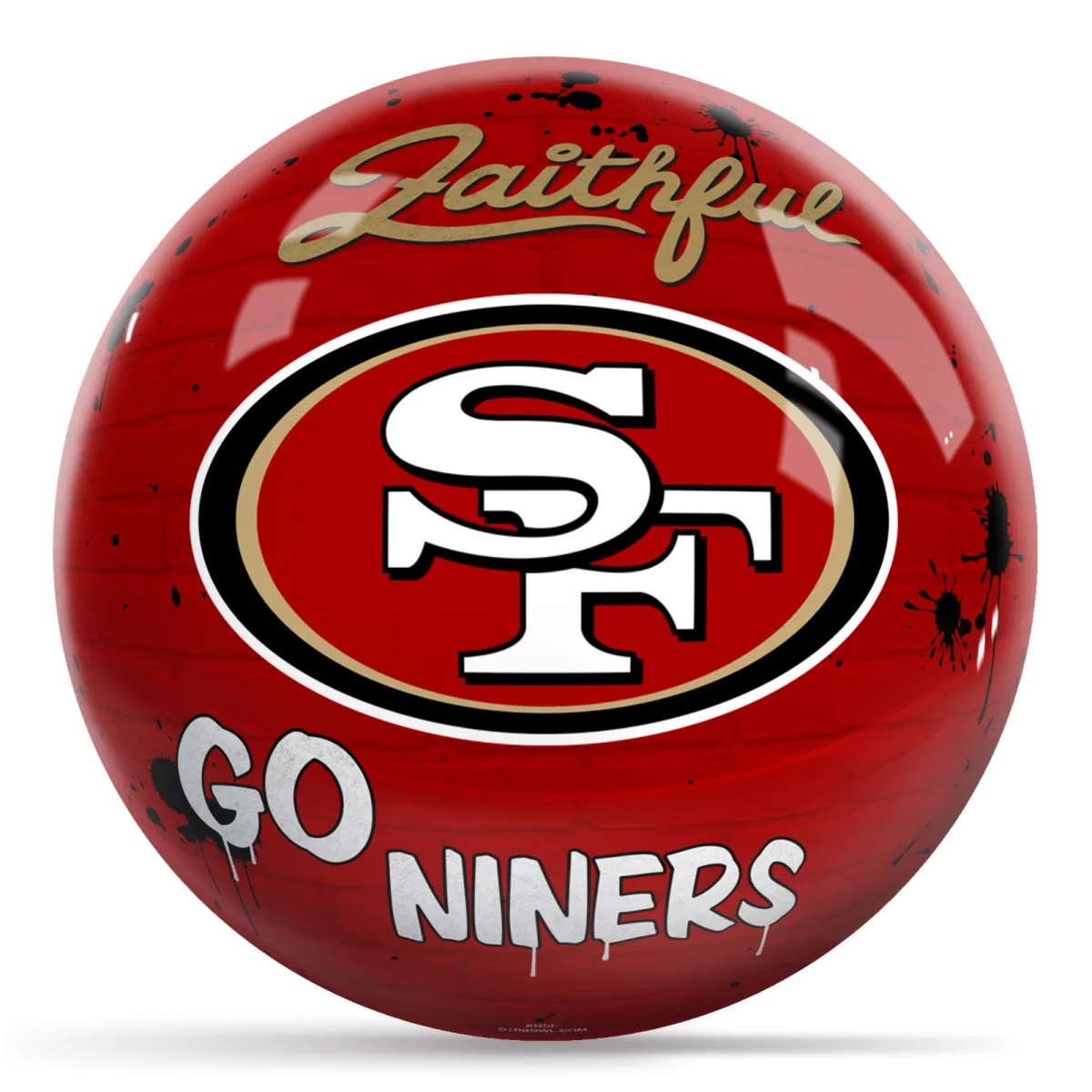 OTB NFL San Francisco 49ers Graffiti Wall Bowling Ball front view