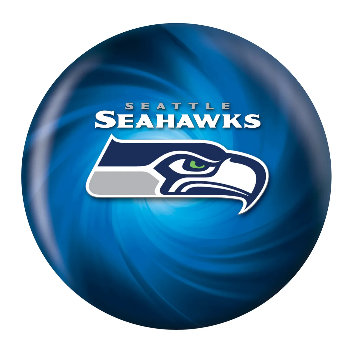 OTB NFL Seattle Seahawks Helmet Swirl Bowling Ball front view