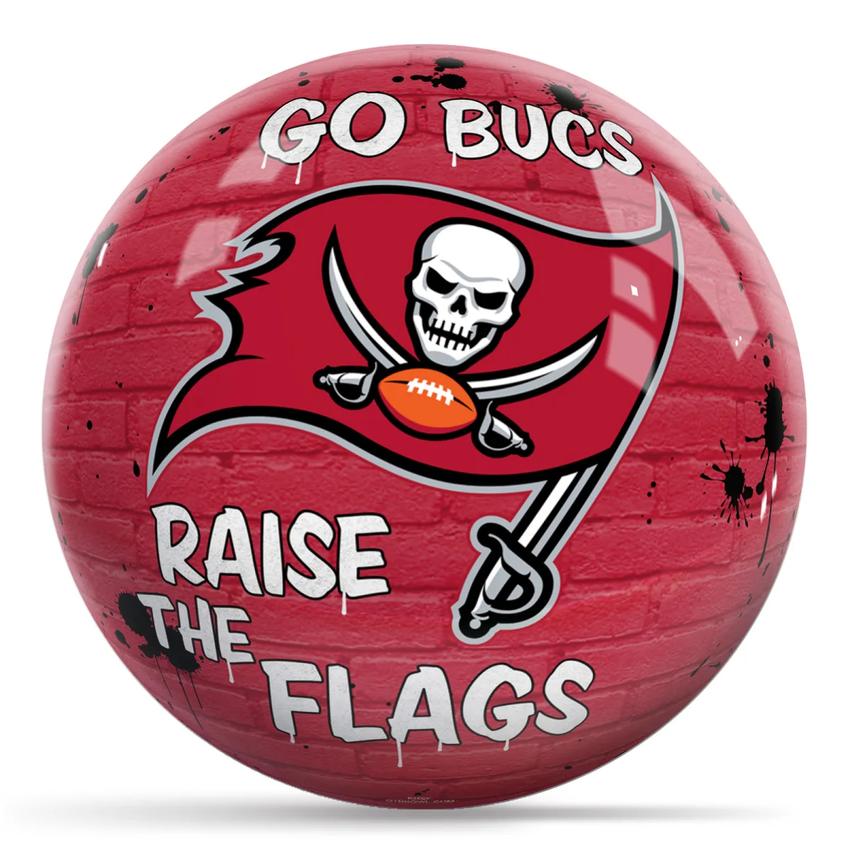 OTB NFL Tampa Bay Buccaneers Graffiti Wall Bowling Ball front view
