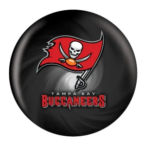 OTB NFL Tampa Bay Buccaneers Helmet Swirl Bowling Ball front view