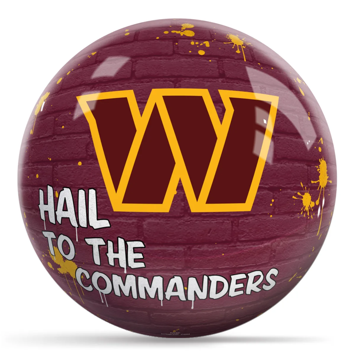 OTB NFL Washington Commanders Graffiti Wall Bowling Ball front view
