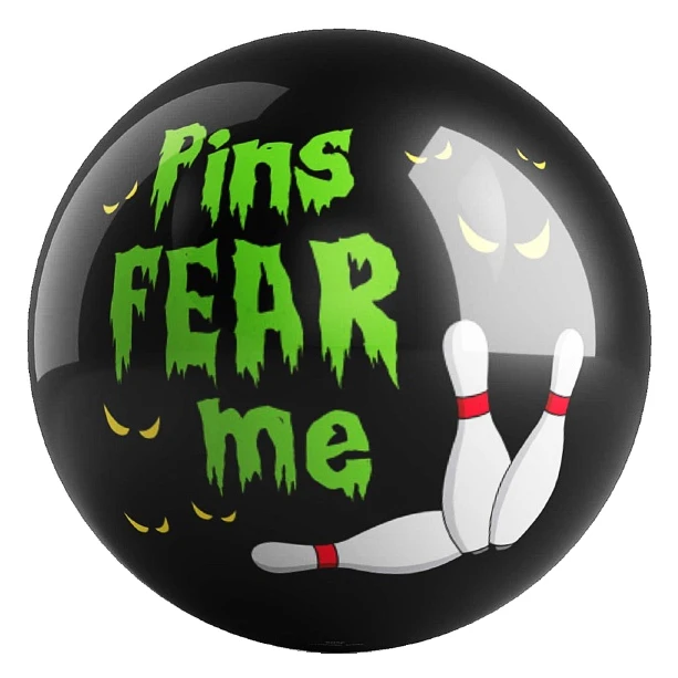 Pins Fear Me bowling ball front