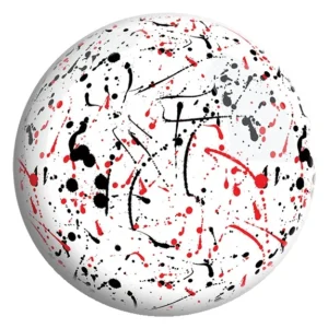 White/Black/Red Splash bowling ball front