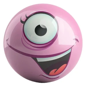 Pink Monster bowling ball front