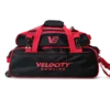 Velocity 3 Ball Triple Tote Black Red with the add-on shoe pouch clipped on top