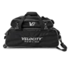 Velocity 3 Ball Triple Tote Black Silver with the add-on shoe pouch clipped on top