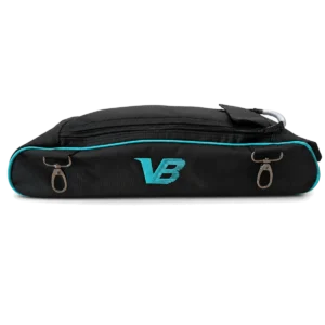 Velocity Add-On Shoe Pouch Black Teal with twin clips and teal VB logo