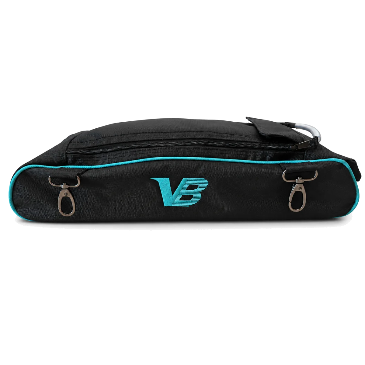 Velocity Add-On Shoe Pouch Black Teal with twin clips and teal VB logo