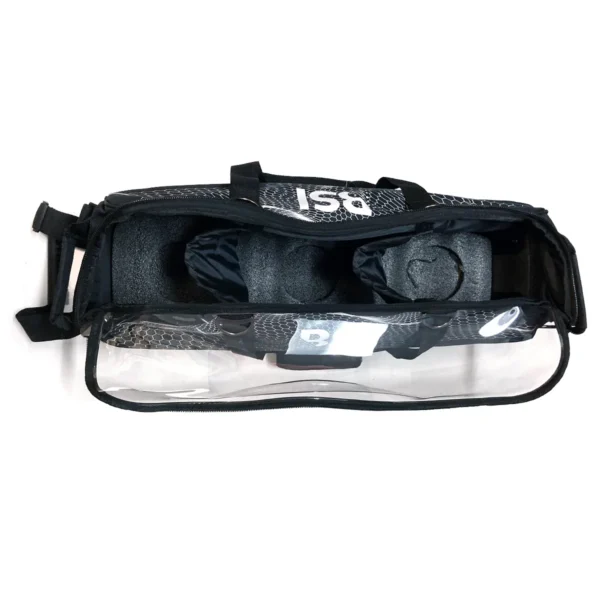BSI Hard Base 3 Ball Triple Roller Tote Black Bowling Bag
