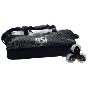 BSI Hard Base Tri-Wheel 3 Ball Triple Roller Tote Black Bowling Bag