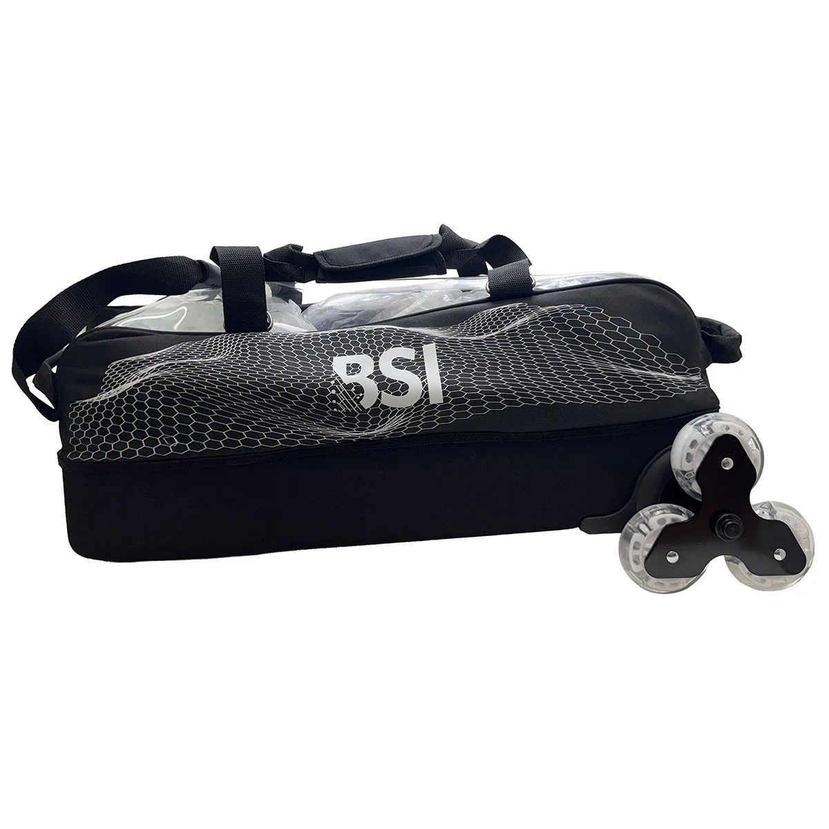 BSI Hard Base Tri-Wheel 3 Ball Triple Roller Tote Black Bowling Bag