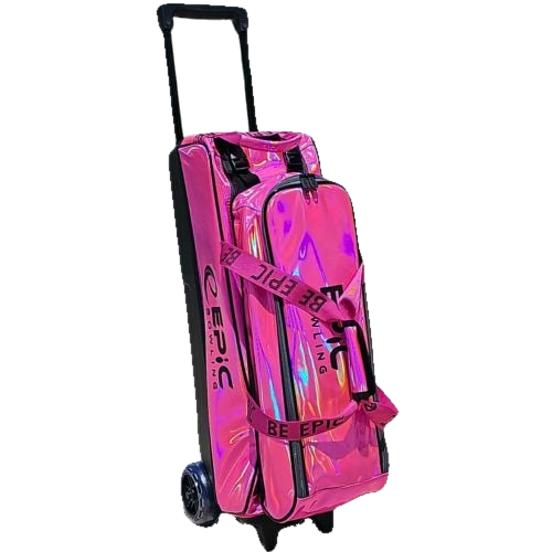 Epic 3 Ball Flash Triple Tote Deluxe Hot Pink Holo With Pouch Bowling Bag