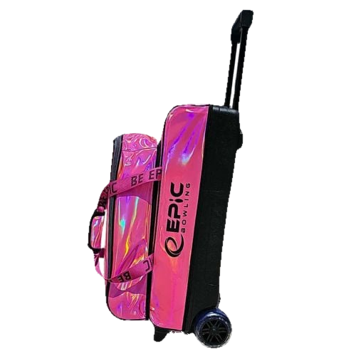 Epic 3 Ball Flash Triple Tote Deluxe Hot Pink Holo With Pouch Bowling Bag
