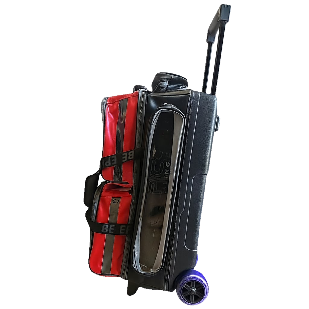 Epic 3 Ball Triple Luminous Red Black PU Leather Clear Pocket Bowling Bag