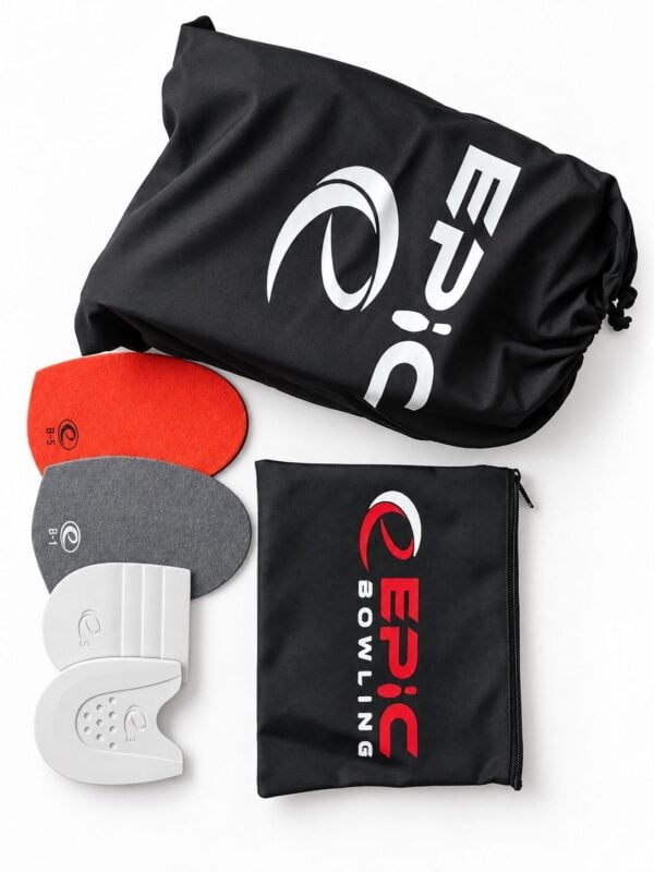 Epic Chroma Dial Black Performance Right Hand Bowling Shoes included soles, heels, shoe bag and accessory bag