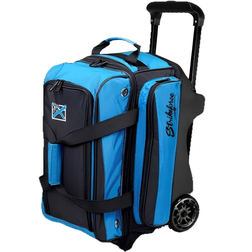KR Strikeforce Konvoy 2 Ball Double Roller Black Caribbean Blue Bowling Bag
