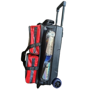 Epic 3 Ball Triple Luminous Red Black PU Leather Clear Pocket Bowling Bag