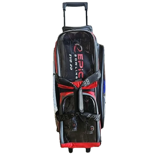 Epic 3 Ball Triple Luminous Red Black PU Leather Clear Pocket Bowling Bag