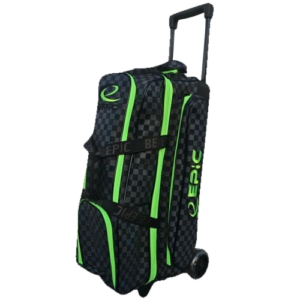 Epic 3 Ball Triple Superior Black Lime Plaid Bowling Bag 1