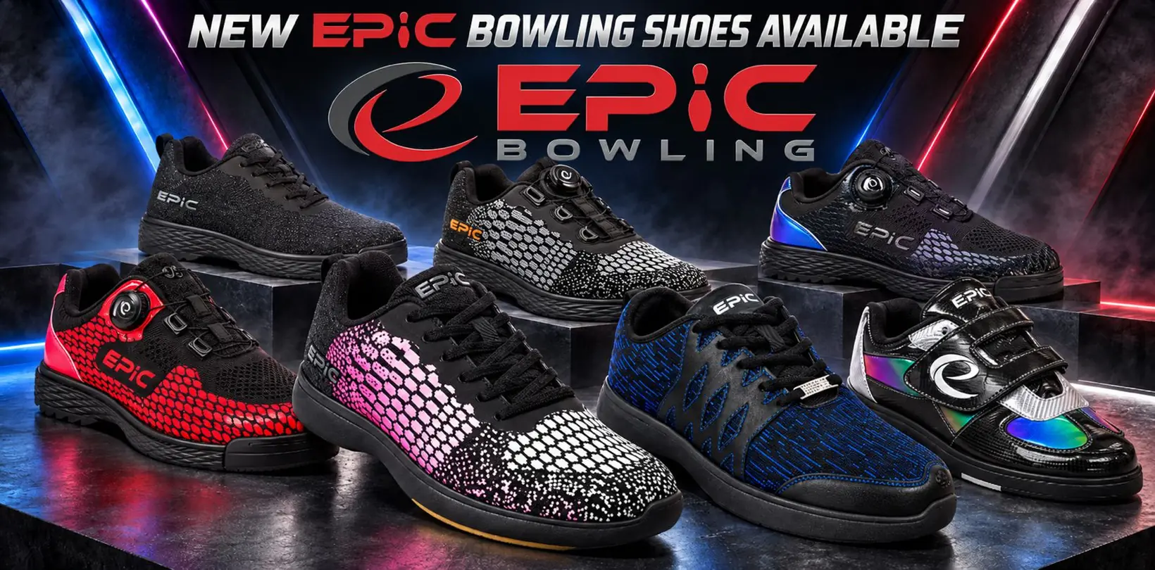 New Epic Bowling shoes, eight styles including knit lace-ups, BOA dial and hook-and-loop models