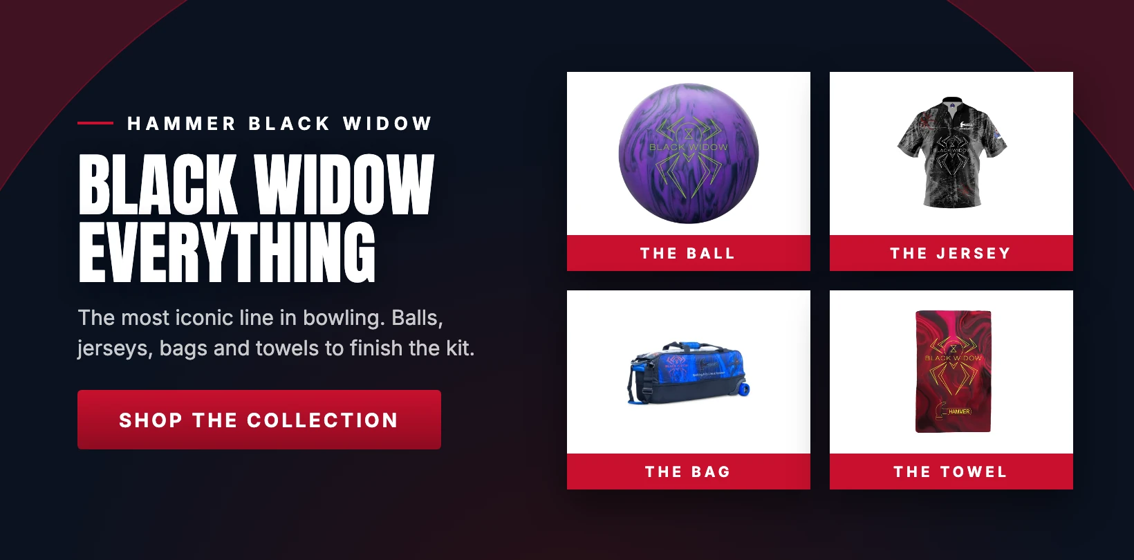 Hammer Black Widow collection: ball, jersey, bag and towel