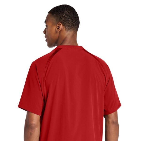CoolWick Short Sleeve 1/2-Zip Bowling Jacket back - Deep Red