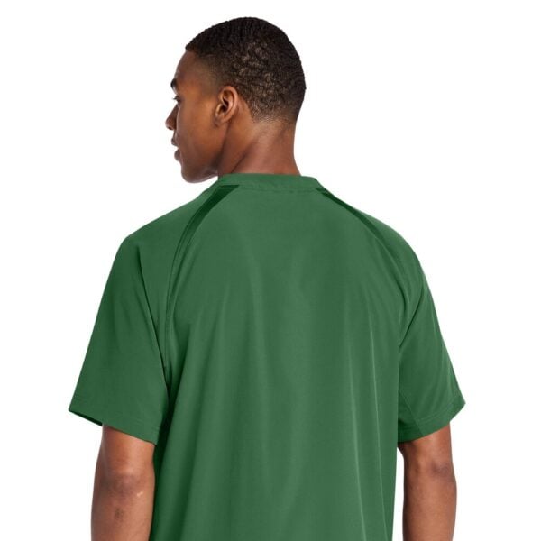 CoolWick Short Sleeve 1/2-Zip Bowling Jacket back - Forest Green