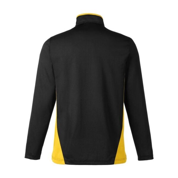 CoolWick Colorblock Quarter-Zip Bowling Pullover back - Black/Sunray Yellow