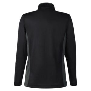 CoolWick Women's Colorblock Quarter-Zip Bowling Pullover back - Black/Dark Charcoal