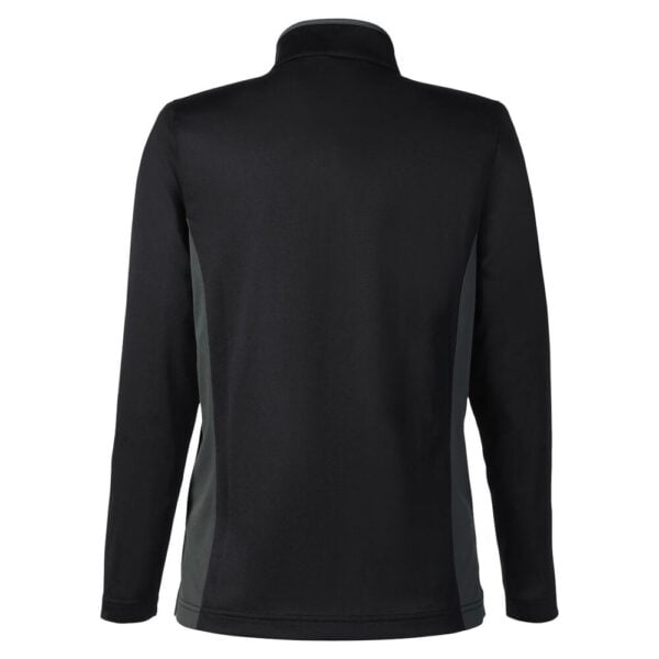 CoolWick Women's Colorblock Quarter-Zip Bowling Pullover back - Black/Dark Charcoal