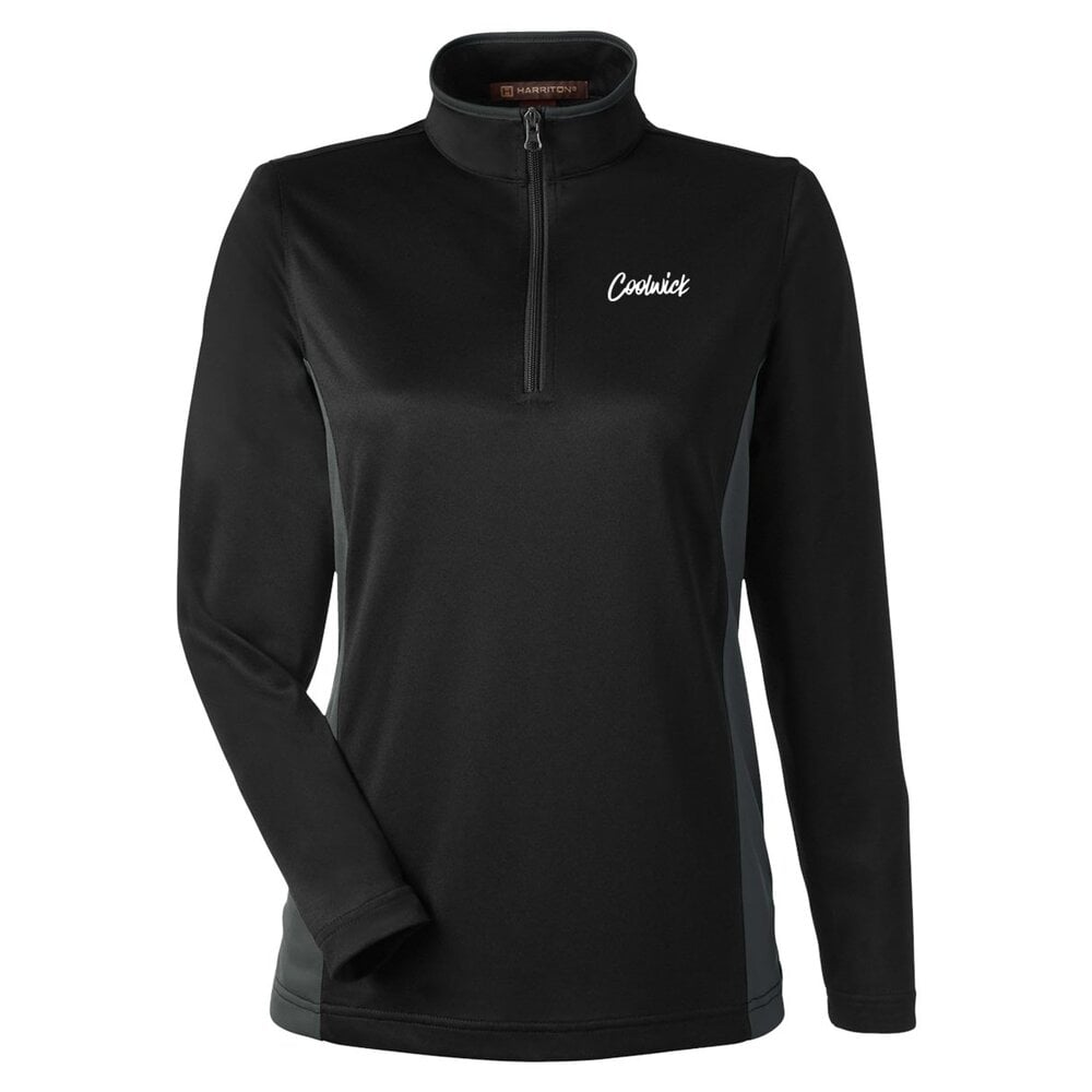 CoolWick CoolWick Women's Colorblock Quarter-Zip Bowling Pullover - Black/Dark Charcoal
