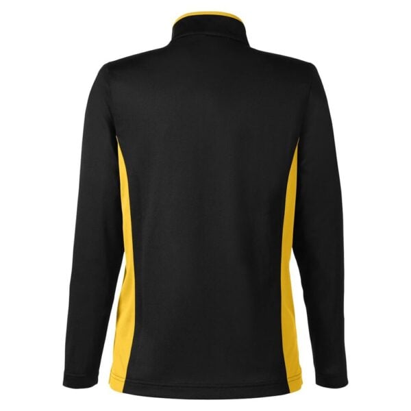CoolWick Women's Colorblock Quarter-Zip Bowling Pullover back - Black/Sunray Yellow