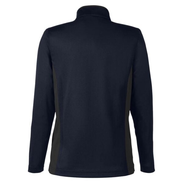 CoolWick Women's Colorblock Quarter-Zip Bowling Pullover back - Dark Navy/Dark Charcoal