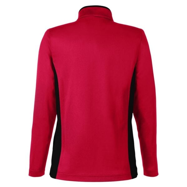 CoolWick Women's Colorblock Quarter-Zip Bowling Pullover back - Red/Black