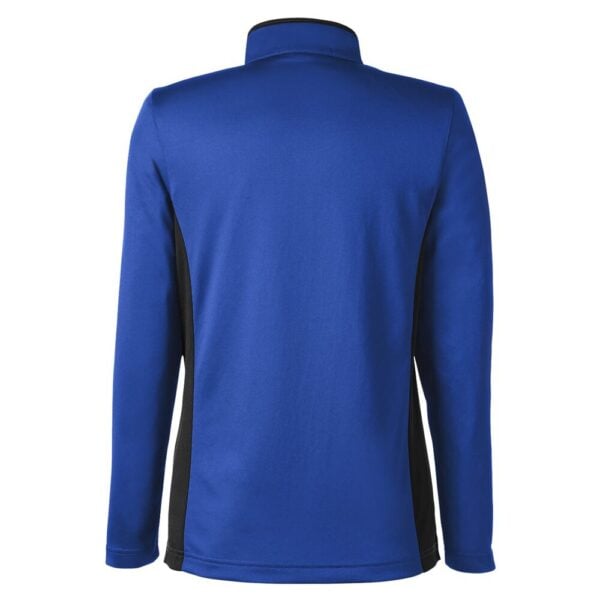 CoolWick Women's Colorblock Quarter-Zip Bowling Pullover back - True Royal/Black