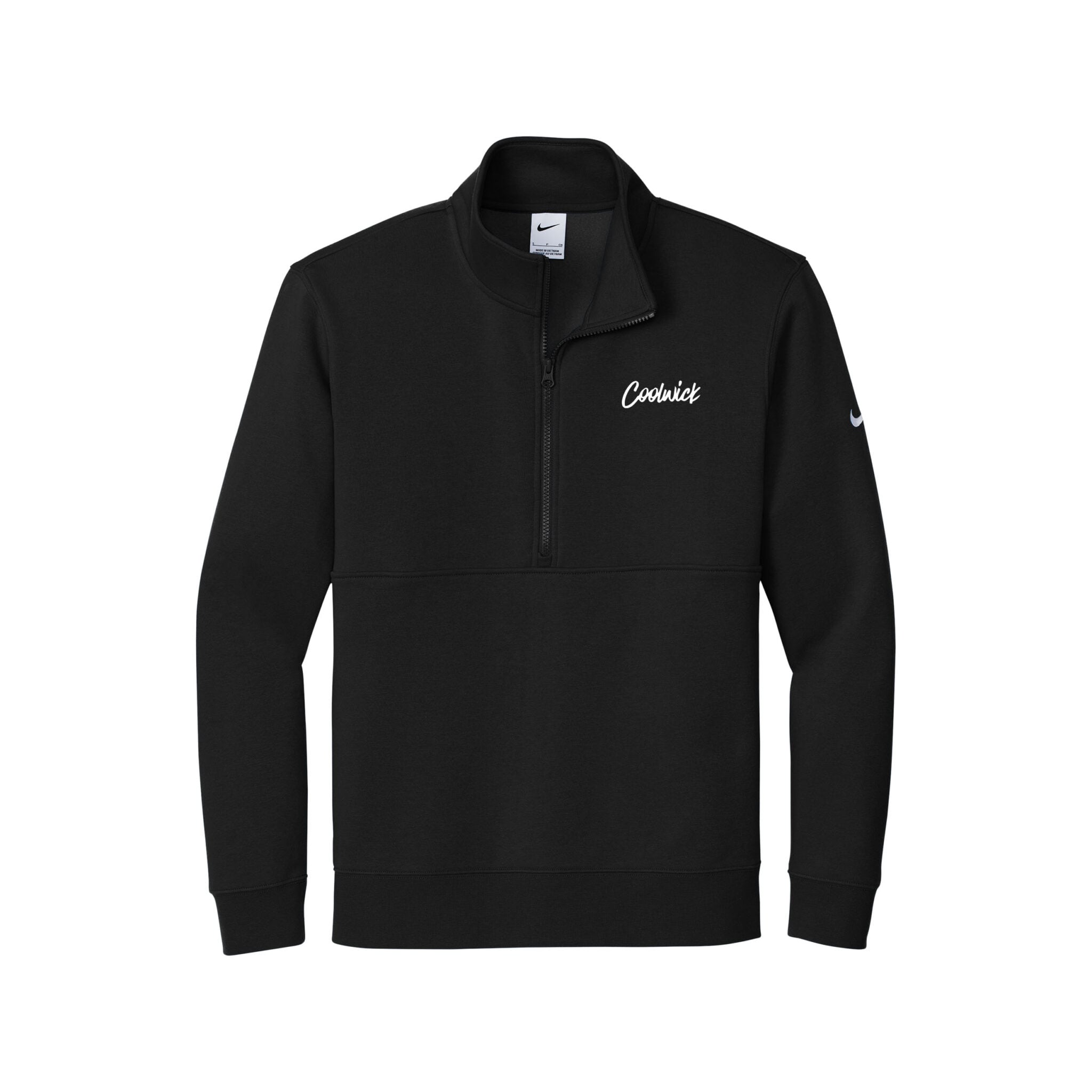 CoolWick Nike Men's Club Fleece Sleeve Swoosh 1/2-Zip Bowling Pullover - Black