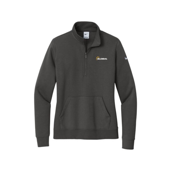 900 Global Nike Ladies Club Fleece Sleeve Swoosh 1/2-Zip Pullover, Anthracite