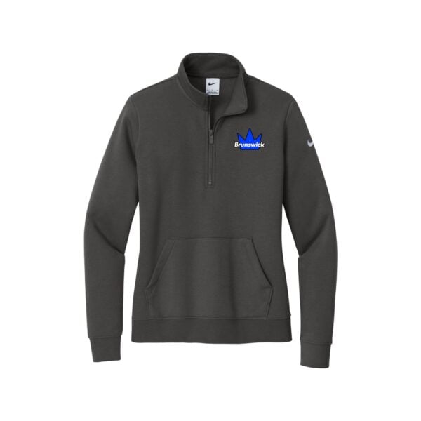 Brunswick Nike Ladies Club Fleece Sleeve Swoosh 1/2-Zip Pullover, Anthracite
