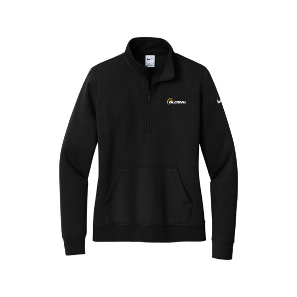 900 Global Nike Ladies Club Fleece Sleeve Swoosh 1/2-Zip Pullover, Black