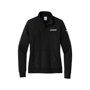 CoolWick Nike Ladies Club Fleece Sleeve Swoosh 1/2-Zip Pullover, Black