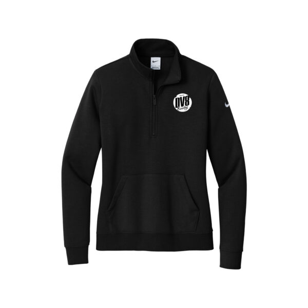 DV8 Nike Ladies Club Fleece Sleeve Swoosh 1/2-Zip Pullover, Black