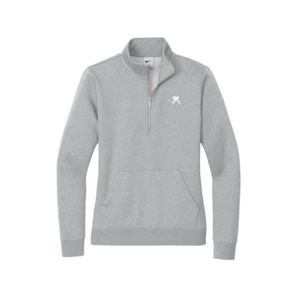 Belmo Nike Ladies Club Fleece Sleeve Swoosh 1/2-Zip Pullover, Dark Heather Grey