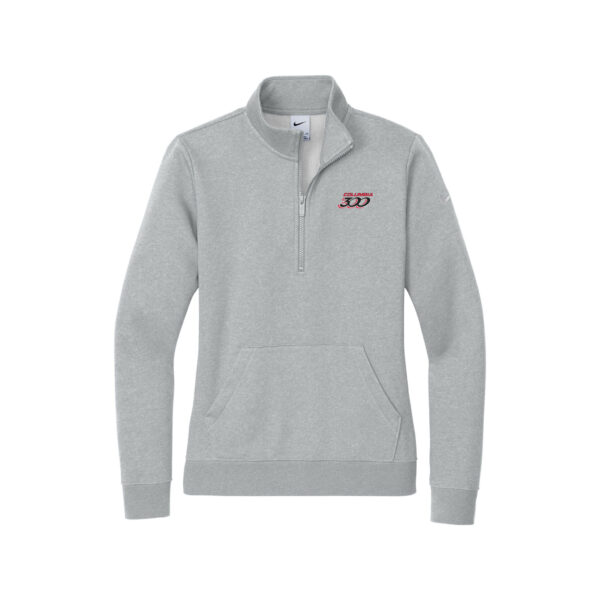 Columbia 300 Nike Ladies Club Fleece Sleeve Swoosh 1/2-Zip Pullover, Dark Heather Grey